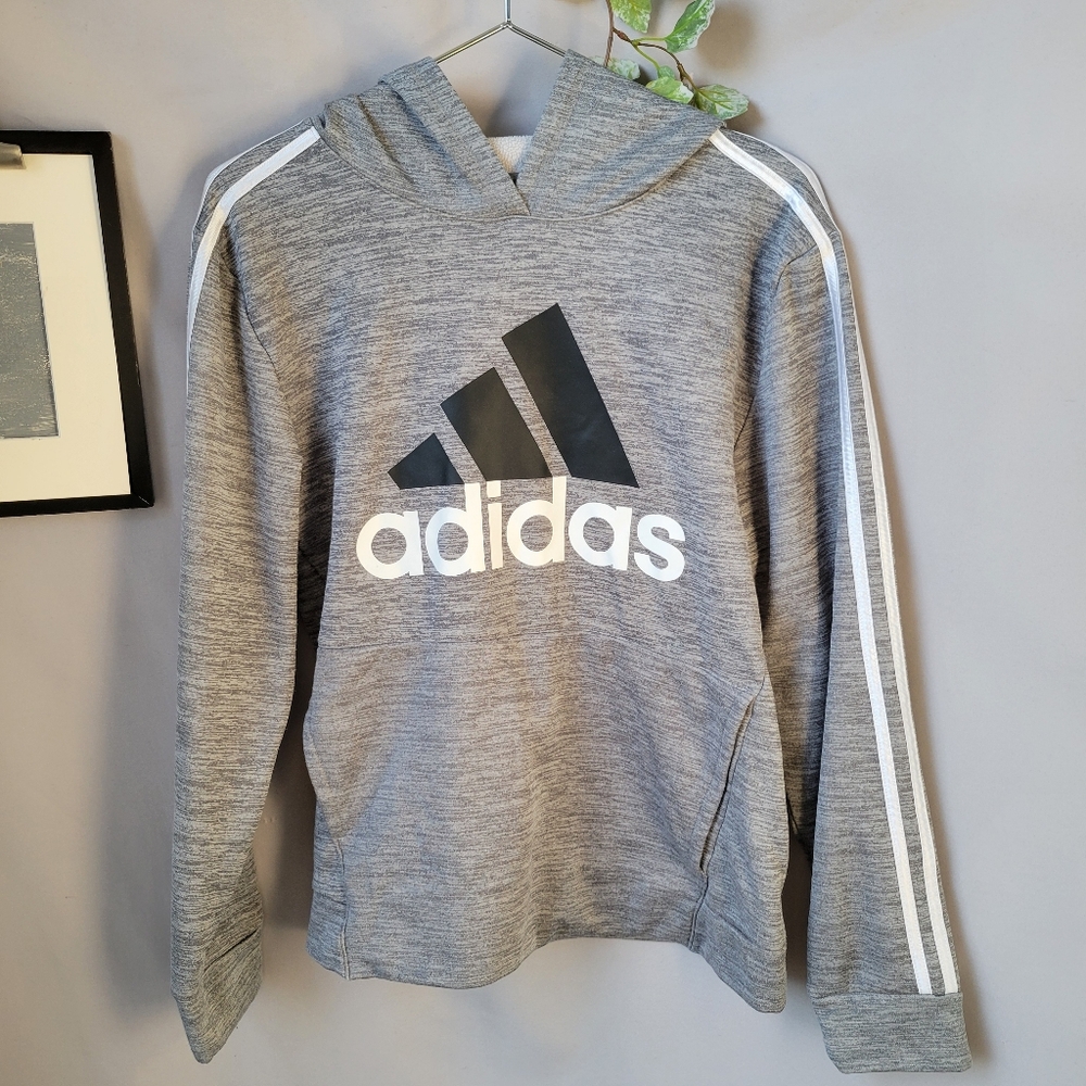 Adidas Kids Essential Fleece Pullover Hoodie Gray XL 18/20